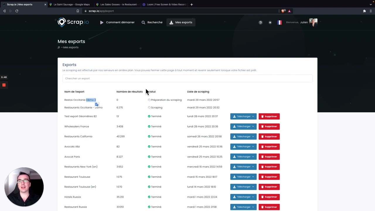 Scrap.io - génération de leads